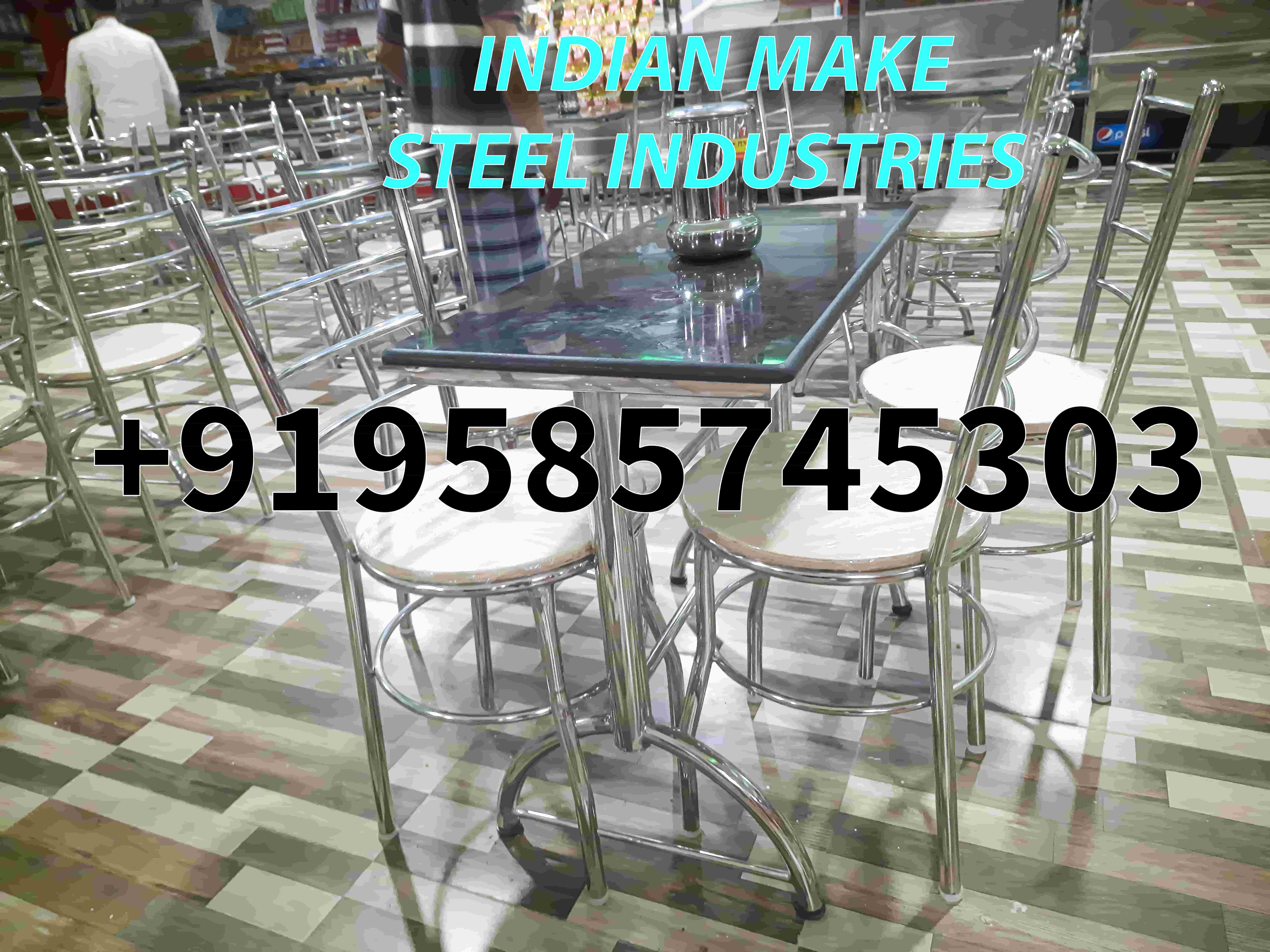 Custom industrial metal table for a restaurant in Madurai